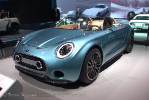 Front fender and hod of the MINI Superlegerra Vision Concept at the 2014 LA Auto Show